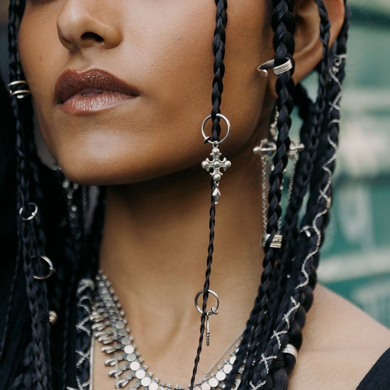 Fleur Cross | Charm Hoop Earrings – 925 Silver - NOIR KĀLA