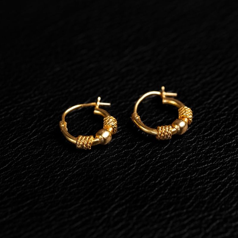 Ati | Boucles d'oreilles créoles - Or - NOIR KĀLA