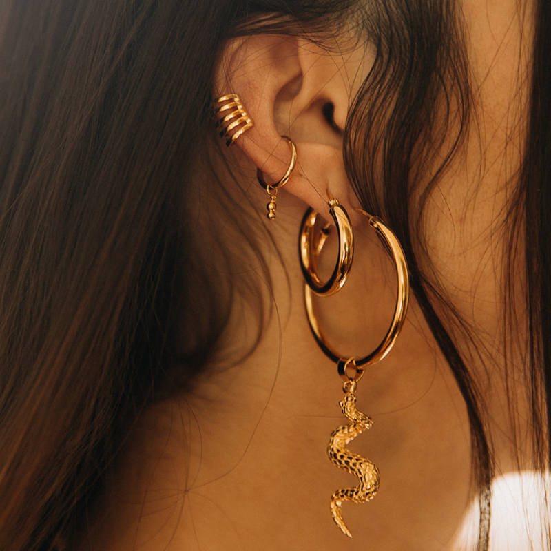 Nahi | Hoop Earrings - Gold - NOIR KĀLA