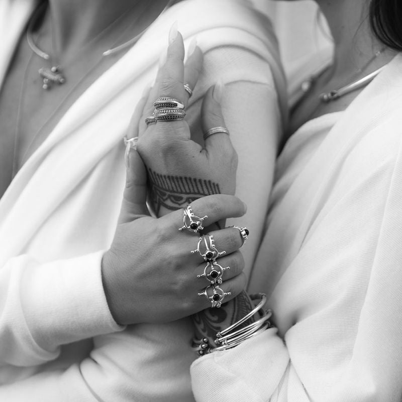 Encoded Beauty | Stacking Trio Rings – 925 Silver - NOIR KĀLA