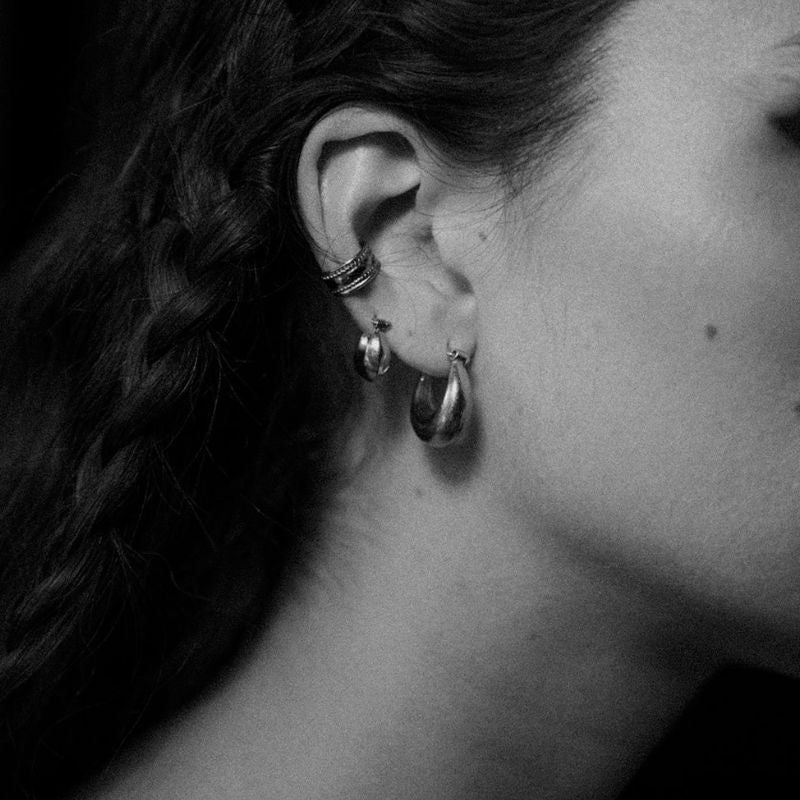 Yasmine | Boucles d'oreilles créoles  - NOIR KĀLA