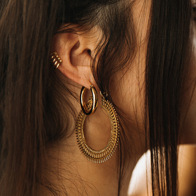Nahi | Hoop Earrings - Gold - NOIR KĀLA