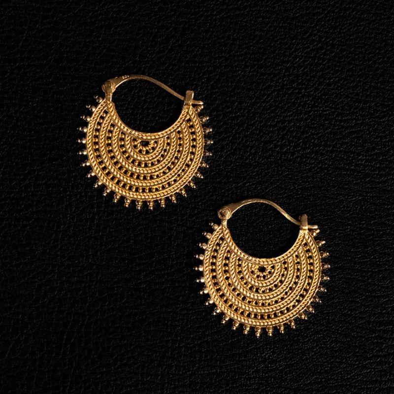 Afghan Lace | Boucles d'oreilles créoles - Or