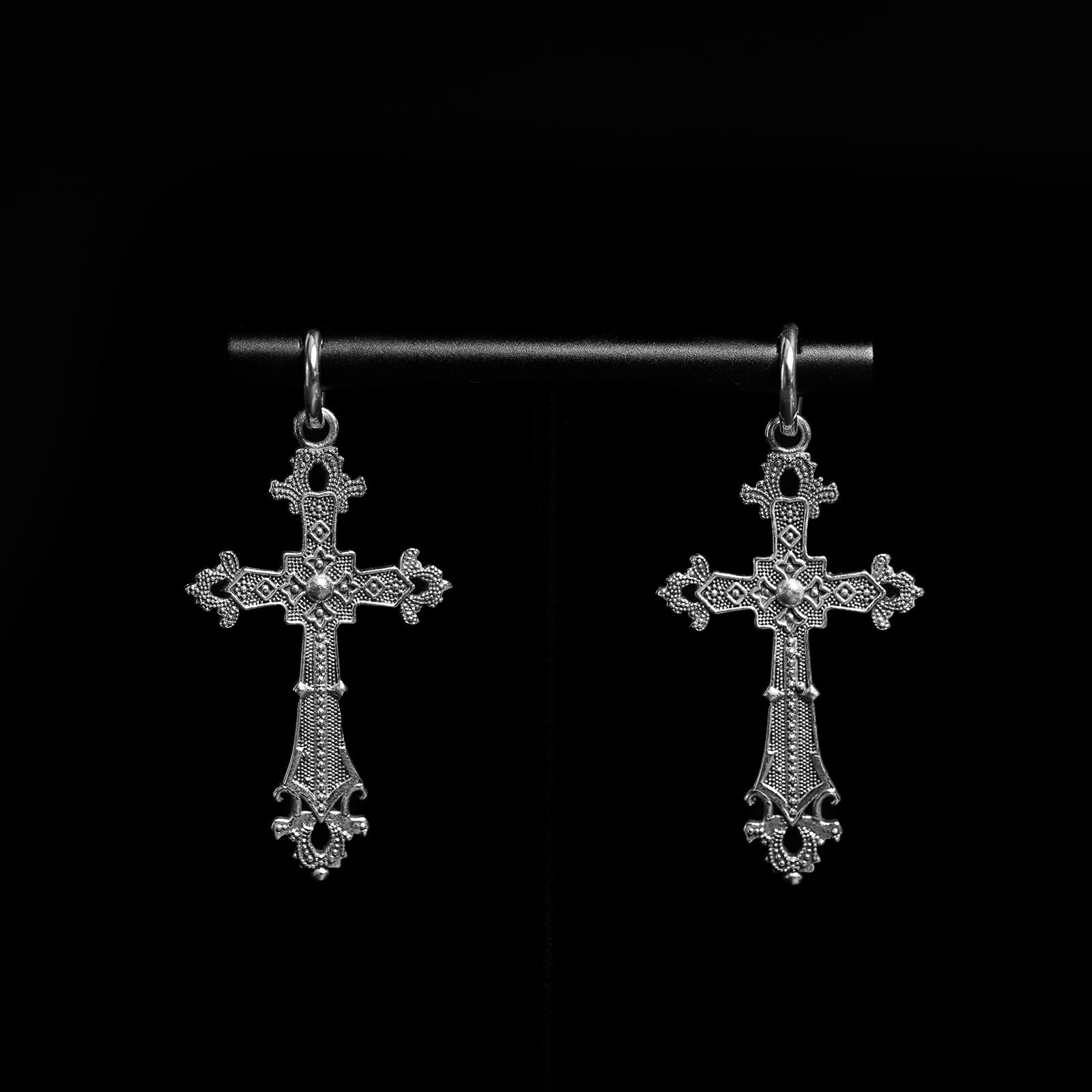 Medieval Cross | Hoop Earrings - 925 Silver