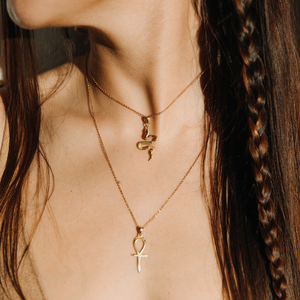 Serpentine | Pendant Necklace - Gold